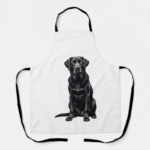 Zwarte Labrador Retriever Hond Portret Illustratie Schort
