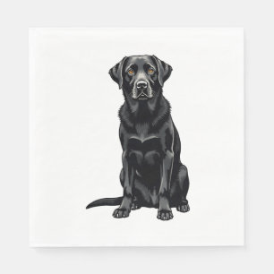 Zwarte Labrador Retriever Hond Portret Illustratie Servet