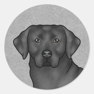 Zwarte Labrador Retriever Hond Schattig Portret Gr Ronde Sticker