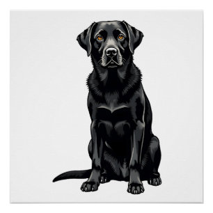Zwarte Labrador Retriever Hondenportret Illustrati Perfect Poster