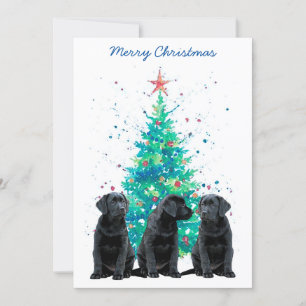 Zwarte Labrador Retriever Kerst Schattigee hond Pu Feestdagenkaart