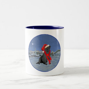 Zwarte Labrador Retriever Kerstmis Tweekleurige Koffiemok