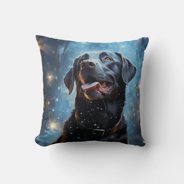 Zwarte Labrador Retriever Kussen (Voorkant)