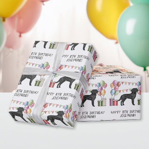 Zwarte Labrador Retriever Lab Hond Kleurrijke Verj Cadeaupapier