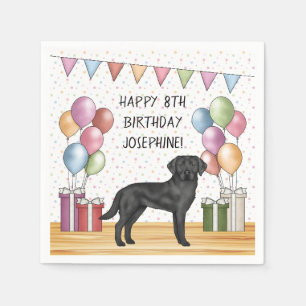 Zwarte Labrador Retriever Lab Hond Kleurrijke Verj Servet