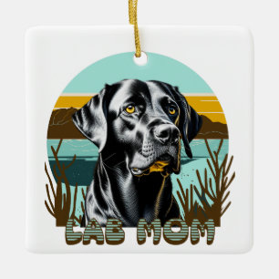 Zwarte Labrador Retriever Lab Moeder Keramisch Ornament