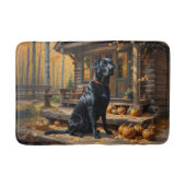 Zwarte Labrador Retriever Log Cabin Herfst Badmat (Voorkant)