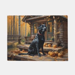 Zwarte Labrador Retriever Log Cabin Herfst Deurmat