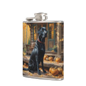 Zwarte Labrador Retriever Log Cabin Herfst Heupfles (Links)