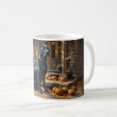 Zwarte Labrador Retriever Log Cabin Herfst Koffiemok (Voorkant rechts)