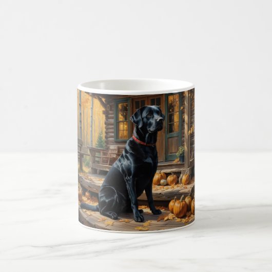 Zwarte Labrador Retriever Log Cabin Herfst Koffiemok (Center)