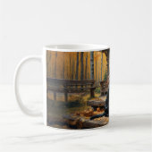Zwarte Labrador Retriever Log Cabin Herfst Koffiemok (Links)