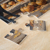 Zwarte Labrador Retriever Log Cabin Herfst Legpuzzel (Zijkant)