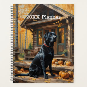 Zwarte Labrador Retriever Log Cabin Herfst Planner