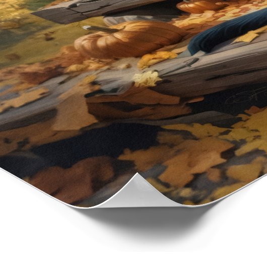 Zwarte Labrador Retriever Log Cabin Herfst Poster (Hoek)