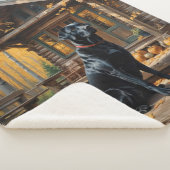 Zwarte Labrador Retriever Log Cabin Herfst Sherpa Deken (3/4)