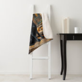 Zwarte Labrador Retriever Log Cabin Herfst Sherpa Deken (In situ)