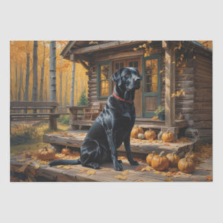 Zwarte Labrador Retriever Log Cabin Herfst Tissuepapier