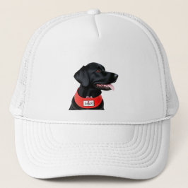 Zwarte Labrador Retriever met een rode halsband Trucker Pet