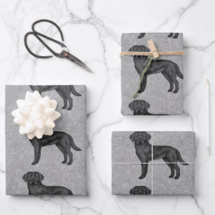 Zwarte Labrador Retriever Mooie Hond Patroon Grijs Inpakpapier Vel