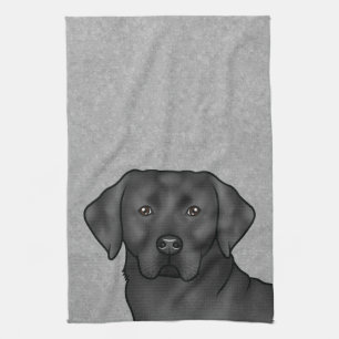 Zwarte Labrador Retriever Mooie Lab Hondenkop Grij Theedoek