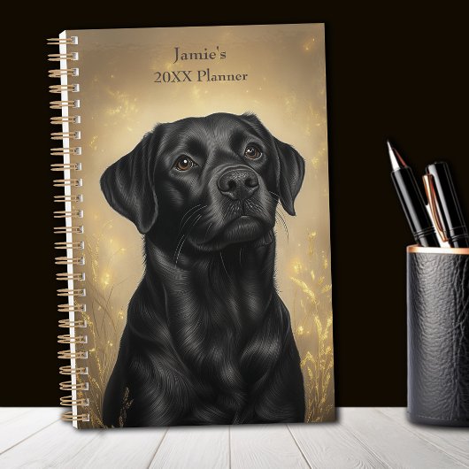 Zwarte Labrador Retriever Portret gepersonaliseerd Planner