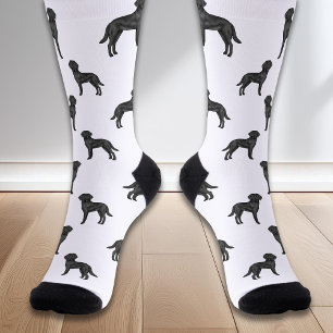 Zwarte Labrador Retriever Schattige Cartoonhond Pa Sokken