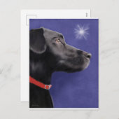 Zwarte Labrador Retriever - Wens bij een ster Feestdagenkaart (Voorkant / Achterkant)