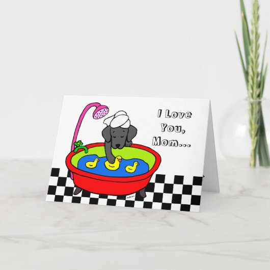 Zwarte Labrador & Rubber Ducks Cartoon Kaart (Voorkant)