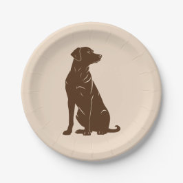 Zwarte labrador silhouet illustratie papieren bordje