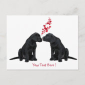 Zwarte Labrador - Valentijn Puppy Kusjes Feestdagenkaart (Voorkant)