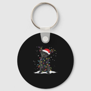 Zwarte Labrador Xmas Hond Kerstboom Lichtklasse Sleutelhanger