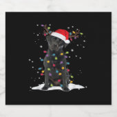 Zwarte Labrador Xmas Hond Kerstboom Lichtklasse Sparkling Wijnetiket (Enkel label)