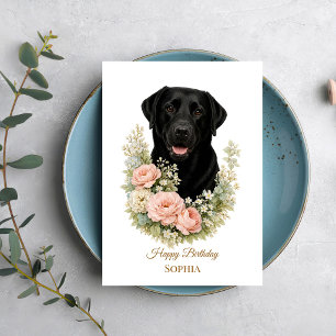 Zwarte Labradors bloemportret Kaart