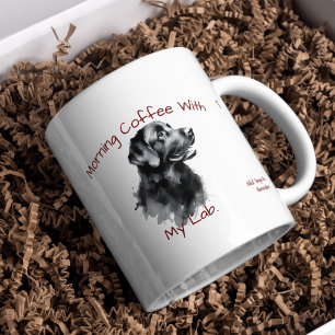 Zwarte Labradror Ochtendkoffie/PERSONALISEER Koffiemok