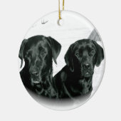 Zwarte labs keramisch ornament (Links)