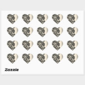  zwarte Lace beige Paris Mode Hart Sticker (Vel)