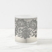 zwarte Lace beige Paris Mode Matglas Koffiemok (Center)