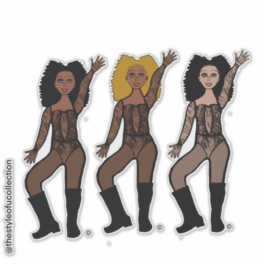 Zwarte Lace Danser Sticker (Voorkant)