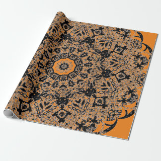 ZWARTE LACE ORANJE GIFT-aflooppapier HALLOEEN Cadeaupapier