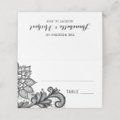 Zwarte Lace Wedding Place Card (Buitenkant ongevouwen)