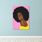 ZWARTE LADY AFRO AFDRUKKEN OP STRETCHTE CANVAS (Insitu (Houten vloer))