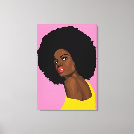 ZWARTE LADY AFRO AFDRUKKEN OP STRETCHTE CANVAS (Voorkant)