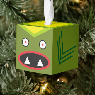 Zwarte Lagune Houten Kubus Halloween Ornament