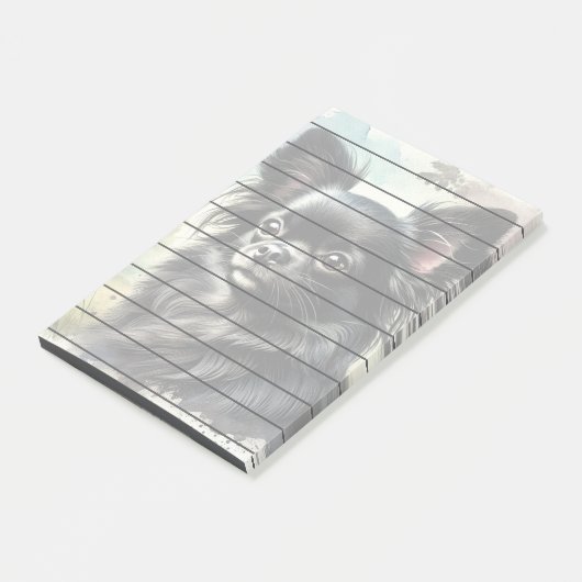 Zwarte langharige Chihuahua in Waterverf Post-it® Notes (Schuin)