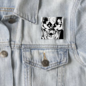 Zwarte lantaarn vierkante button 5,1 cm (In situ)