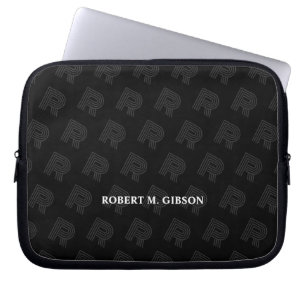 Zwarte laptophoes met initiaal voor iedereen laptop sleeve