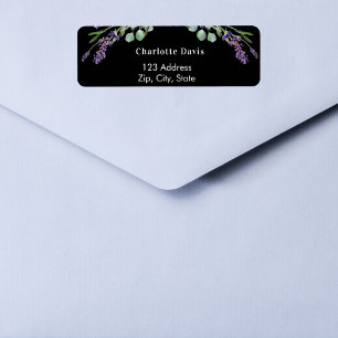 Zwarte lavendel eucalyptus groen retouradres etiket