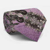 Zwarte Lavendel Slang Kant Ontwerp Stropdas (Opgerold)