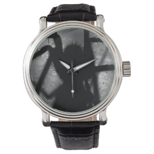 ZWARTE LEATHER STRAP SPIDER WRISTWATCH HORLOGE